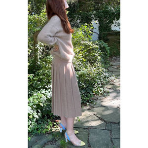 Lauren Manoogian Pleat Skirt Camel Sz 2 Medium Pleated Drop Waist Wool Alpaca BN